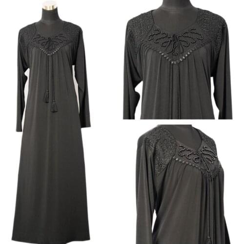 Ramadan Eid Lace Embroidery Beading Abaya Hijab Muslim Dress female Caftan Turkish Islamic Kaftan Robe Musulman Abaya WY12