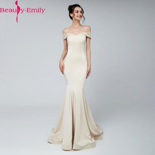 2020 Romantic Boat Neck Off the Shoulder Mermaid Evening Dress Sexy Sleeveless Zipper Back Evening Gown 9 Colors Available