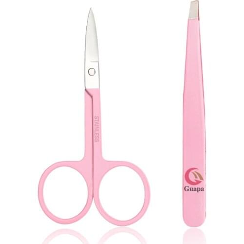 Pink/Black Professional Eyebrow Trimming Tool Set Eyebrow Tweezer Eyebrow Clipper Stainless Steel Eyebrow Makeup Scissors