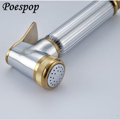 POSEPOP High Quality Golden Handheld Toilet Bathroom Brass Bidet Shower Head Spray Sprayer Chrome Finish Bidet