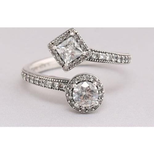 S925 Silver Abstract Elegance Finger With Crystal Ring For Women Wedding Party Gift fit Lady Fine Jewelry