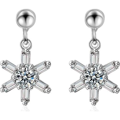 5A Zirconia Cute Flower Pendants Rose Gold Stud Earrings Earrings OL Korean Style Wedding Party Jewelry Gifts For Women
