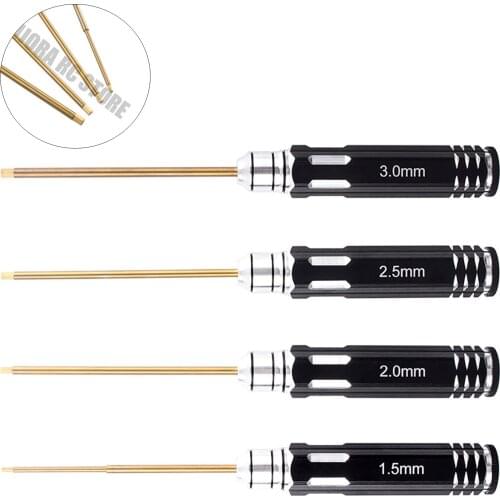 4Pcs/set Hexagon Screwdriver Titanium Plating Screw Driver Tool Kit 1.5/2/2.5/3mm for RC Model Car Boat Helicopter