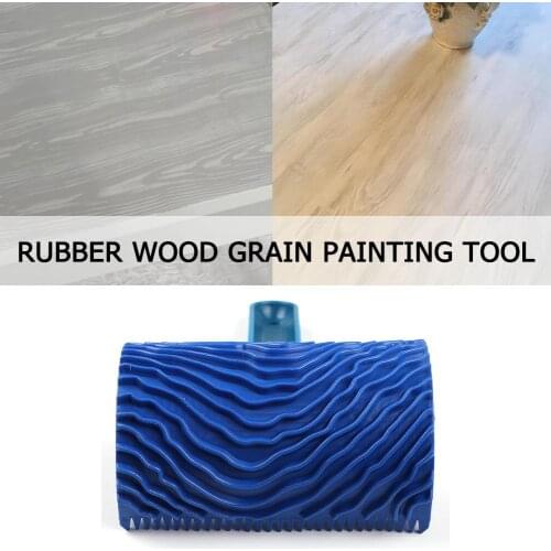 Blue Rubber Wood Grain Paint Roller DIY Graining Painting Tool with Handle Clear Wood Grain Delicate Effect Painting Tools
