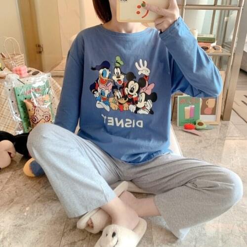 Disney Loose Pajamas for Women Home Suit Mickey Mouse Friend Pyjamas Pj Set Loose Nightwear Sleepwear 2021 Pijama Verano Mujer