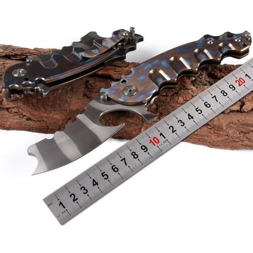 Creative outdoor folding knife multi-purpose camp survival D2 titanium alloy handle military sushi knife cleaver kitchen tools