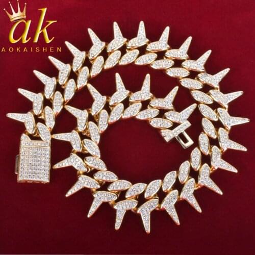 Heavy Miami Cuban Link Mens Hip hop Necklace Choker Iced AAA Zircon Rock Jewelry Gold Color Chain 18" 20"