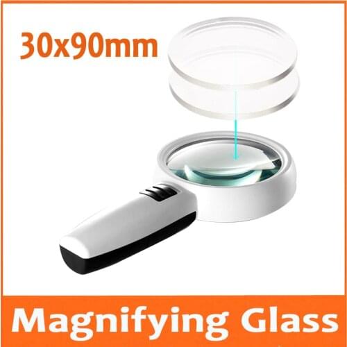 30X 90mm Gift Double Lens LED Illuminated Dedicated Handheld Office Reading Magnifier Magnifying Glass Loupe with 3pcs Lamps