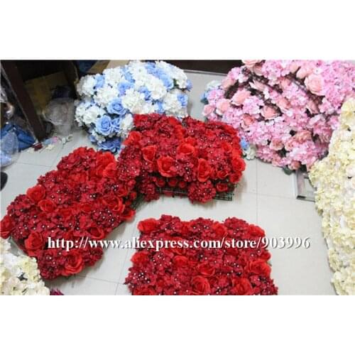 SPR Free Shipping-RED-10pcs/lot Artificial silk rose flower wall wedding background lawn/pillar road lead market decoration