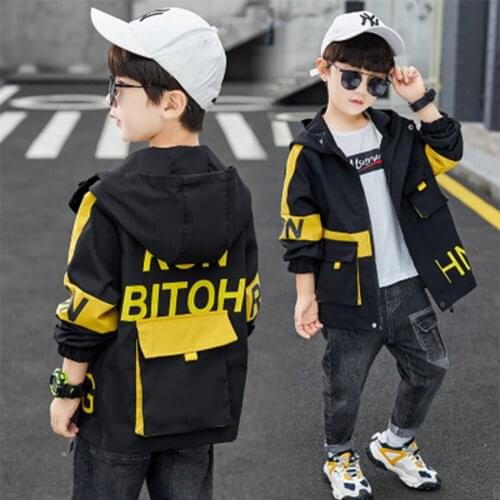 Childrens Jacket Boys' Spring And Autumn Mid-length Monogrammed Coat Clothing For Boy Windbreaker For Boy Kids Jackets For Boys