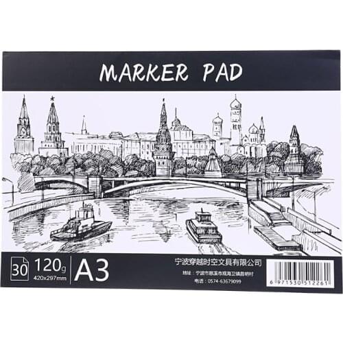 High quality A3/A4/B5 Drawing Paper Pad Notebook Sketch Book for Marker Art Paiting Diary Student Gifts 30 Sheets