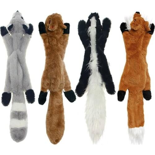 Chewing Toys New Cute Plush Squeak Pet Wolf Rabbit Animal Plush Toy DogChew Squeaky Whistling Involved Squirrel Dog Gift Chewnel