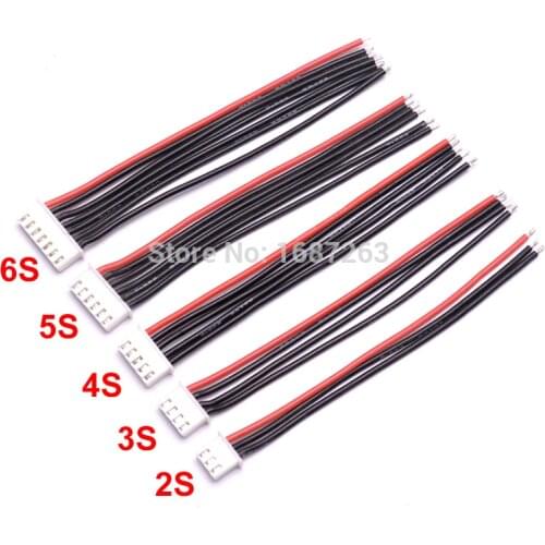 10pcs/lot 10CM 100MM RC Lipo Battery Balance Charger Plug 2s 3s 4s 5s 6s 22AWG Cable For IMAX B3 B6
