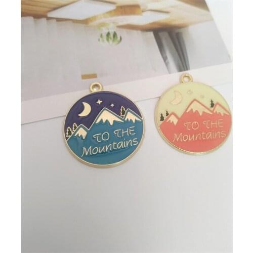 10Pcs 25x28mm Metal Enamel Mountains Charms Beautiful Pendants Accessories For Making Earrings Necklace Bracelet DIY Jewelry New