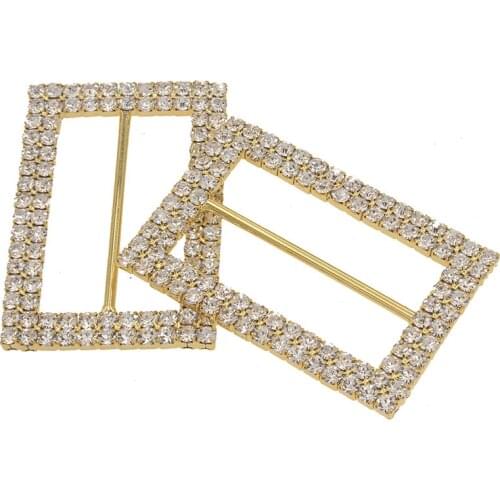 40mm Rhinestone Solid Brass Buckles for Ribbon Slider Metal Crystal Buckle DIY Accessories Decoration 5pieces