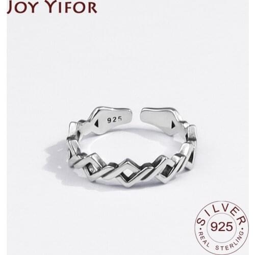 925 Sterling Silver Rings for Womeng Vintage Trendy Jewelry Large Adjustable Antique Rings Anillos