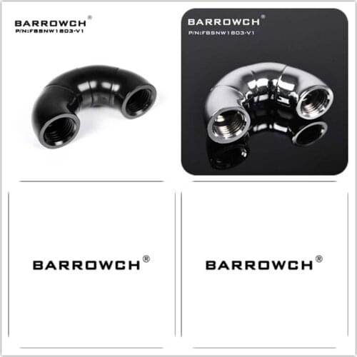 Barrowch PC water cooling Rotary Fittings 180 degree tube connector 3Way Adapter Female to Female water cooler FBSNW1803-V1