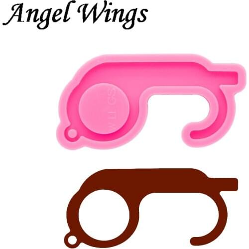 Shiny Hand skeleton Hook Touch Keychains Resin Mould Door Opener Silicone Molds DIY Necklace Jewelry Epoxy Mould DY0511