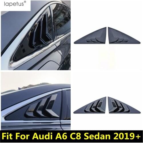 Lapetus Side Window Louver Shutter Vent Cover Trim Black / Carbon Fiber Look Plastic Exterior For Audi A6 C8 Sedan 2019 - 2021