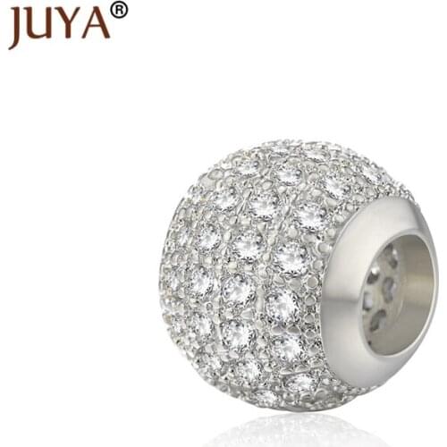 11.5mm*10mm Beads Fit Hand Made DIY Jewelry Accessories Copper Micro Pave CZ Rhinestone Big Hole Round Beads For Jewelry Making