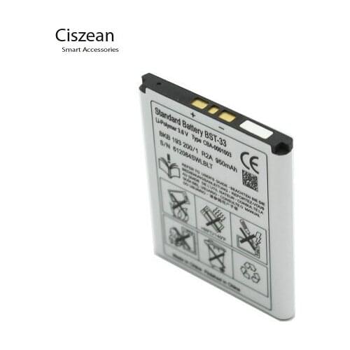 Ciszean 1x BST-33 950mAh Smart Phone Replacement Battery For K530 K790 K790i K790C K800 K800i K810i K818C W595C T700 C702 G705