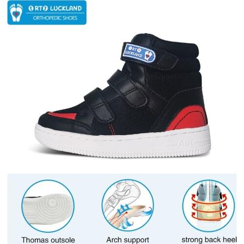 Kids Boys Black White Orthopedic Sport Shoes For Children Toddler Girls School Spring Autumn Casual Ankle Boots Size21 to 38