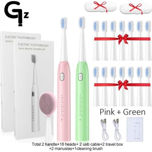 GeZhou s802 Sonic Electric Toothbrush Rechargeable Toothbrush IPX7 Waterproof 5 Mode USB Charger Replacement Heads Set