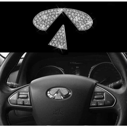 Crystal Diamond Steering Wheel Bling Emblem Sticker for Infiniti Q50 Q50L QX50 QX70 Q60 QX60 QX80 G35 G37 FX35 FX37 QX56 EX35