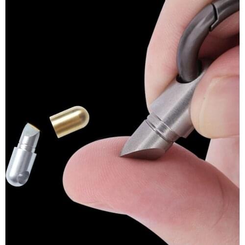 Stainless Steel Cutting Tool Multifunctional EDC Slide Pocket Micro Cutter Key Ring Pendant Capsule Pill Knife Outdoor Tools