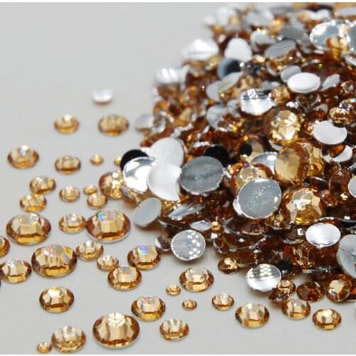 Stones Mixed Sizes Champagne Color Non Hotfix Flatback Rhinestones For 3D Nail Art Decoration Gems DIY