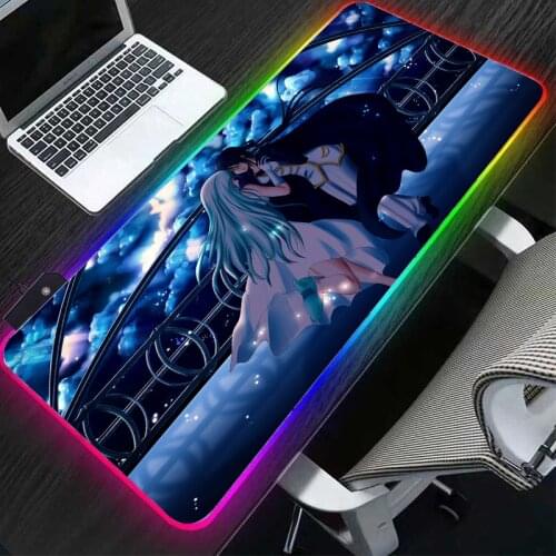 RGB Mouse Pad Anime Couple Starrysky HDpictures Animemousepadnecessary Accessories for Gamers Big Desktop Keyboard LED Mouse Pad