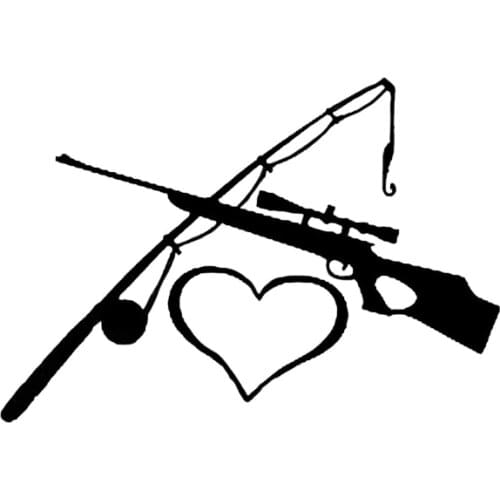 Creative Decal Love Fishing and Hunting Decor Car Stickers Vinyl,16cm*11cm