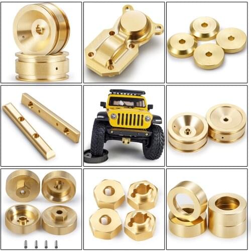 YEAHRUN Brass Heavy Counterweight Wheels Hex Differential Cover Lowering Gravity for 1:24 Axial SCX24 90081RC Crawler Car Parts