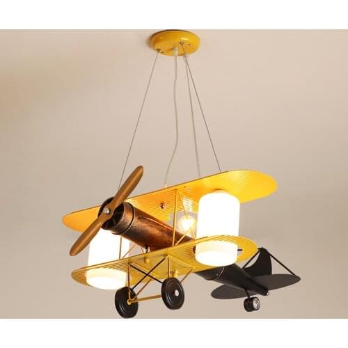 Personality creative aircraft chandelier cartoon LED study childrens room eye protection bedroom light