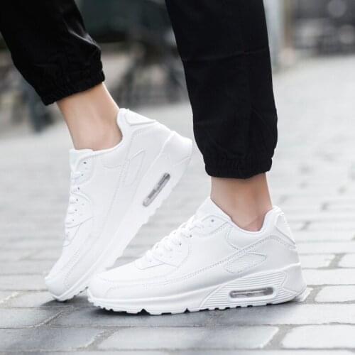 Unisex Plus Size Cushioned Running Shoes For Men Leather Fashion Pink Sneakers Breathable White Shoes Korean Shoes For Women