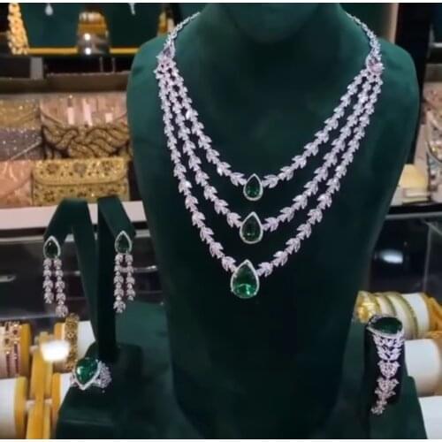 JaneKelly Luxury Big 4pcs Jewelry Set With Cubic Zirconia for Women Bridal Party Wedding Accessories Saudi Arabic Dubai