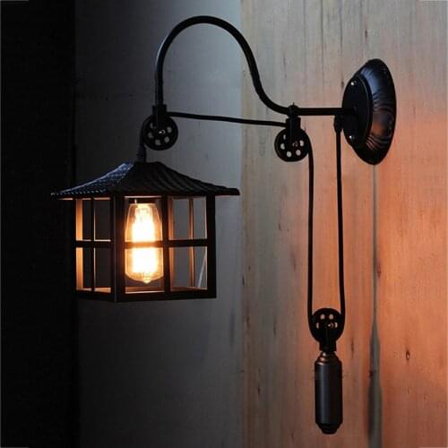 Hallway pulley Wall lamp Kitchen lighting vintage corridor bedroom bedside wall sconce mirror E27 wall fixtures porch lighting