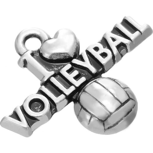 New made I LOVE VOLLEYBALL heart pendants sports charms