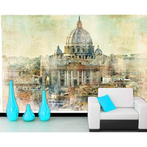 Papel de parede Art building retro 3D Wallpaper,living room bedroom TV sofa wall bedroom kitchen restaurant cafe bar mural
