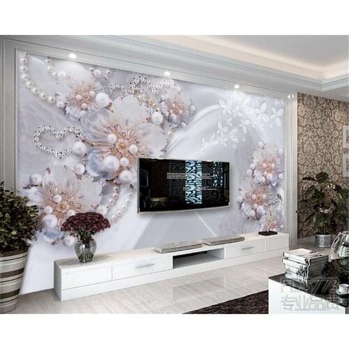 Beibehang wallpaper for walls 3 d Custom wallpaper European pearl flower TV background 3D wallpaper living room bedroom murals