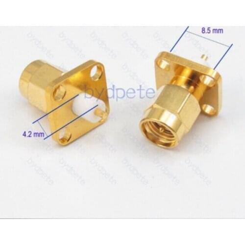 Wholesale SMA male plug 4 hole Chassis panel Mount extended dielectric solder connector