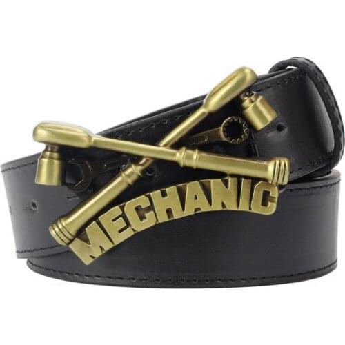 Cool male belt pu leather mechanical worker belt mechanic buckle workman Machining profession Metal buckle belt for gift men