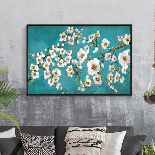 Modern Abstract Almond Flowers Sunflower Tree Decorative Painting Canvas Print Poster Living Room Wall Decor