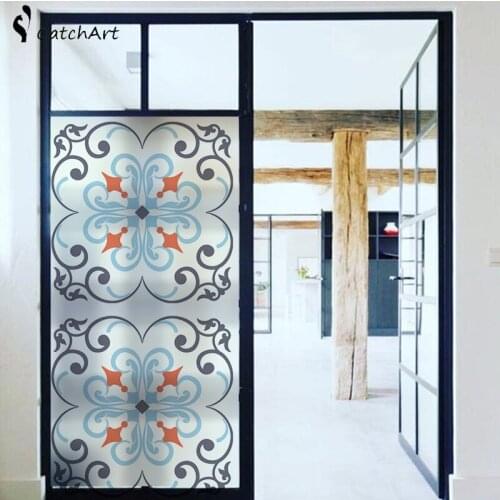 No glue Static Cling Stained Glass Window Film Frosted Privacy Glass Sticker Home Decor European Retro
