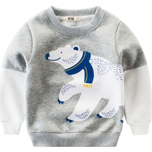 For Boys Girls Sweatshirt For Kids Cartoon Fox T Shirts Child Long Sleeve Polar Bear T-Shirts New Tunic Children Clothes