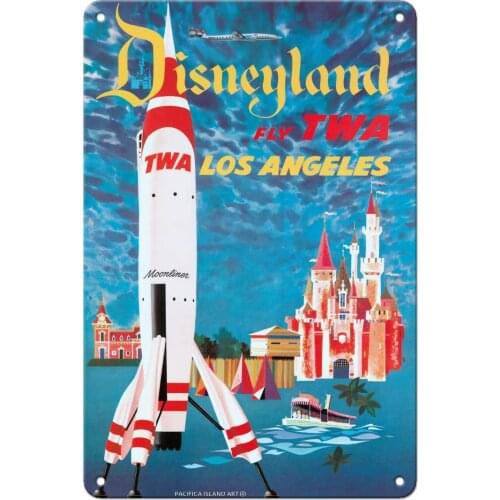 Pacific island art fly twa Los Angeles - trans world airlines - Disneylands tomorrowland twa moonliner