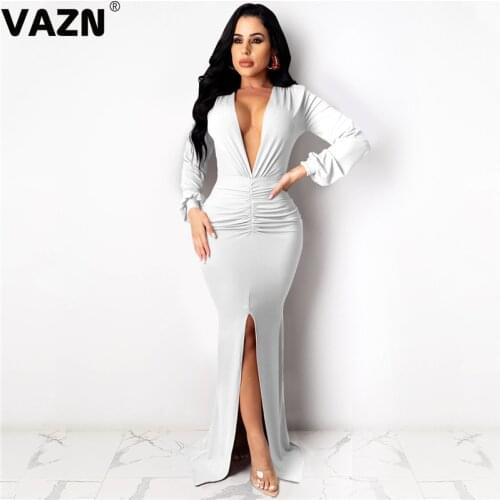 VAZN New 2021 Sexy Club Birthday Dress Floor-length Evening Gown Women Elegant Fashion Female Dress Club Shinny Dress