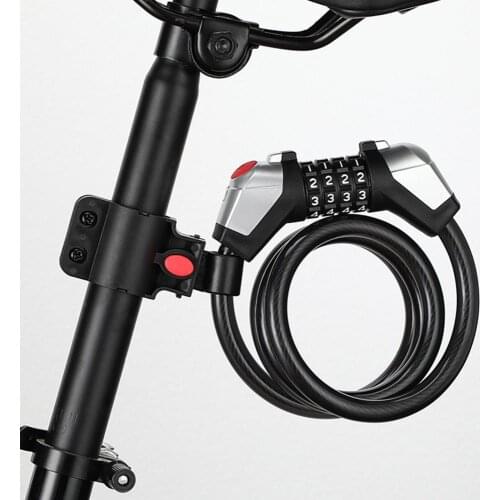 Bicycle accessories 1.2m mountain bike safety lock with light, light riding safety device, four-digit steel cable code lock