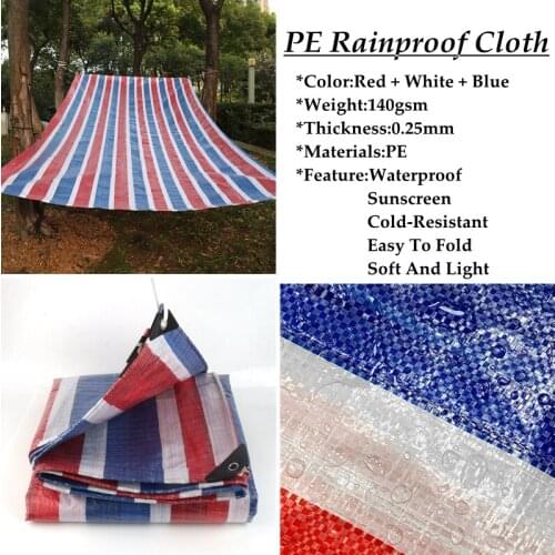 Thickness 0.25mm Red White Blue Tarpaulin Rainproof Cloth Garden Thick Tarpaulin Rainproof Cover Truck Waterproof Sunshade Cloth