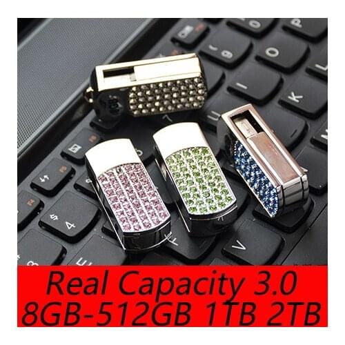 Jewelry Swivel Usb Flash Drive 3.0 128GB 16GB 32GB 64GB Crystal Pen Drive Pendrive 1TB 2TB Creativo Flash USB Memory Stick Gift